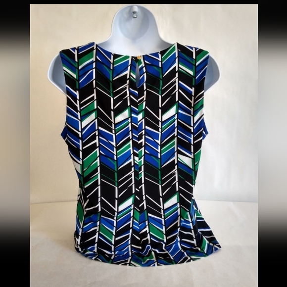 Calvin Klein Women's Sleeveless blouse Top Chevron size PM (Petite Medium) - Picture 10 of 12